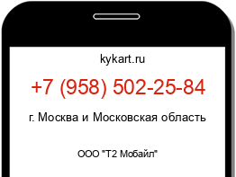 Информация о номере телефона +7 (958) 502-25-84: регион, оператор