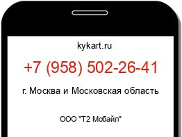 Информация о номере телефона +7 (958) 502-26-41: регион, оператор