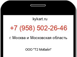 Информация о номере телефона +7 (958) 502-26-46: регион, оператор