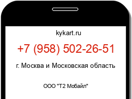 Информация о номере телефона +7 (958) 502-26-51: регион, оператор