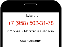 Информация о номере телефона +7 (958) 502-31-78: регион, оператор