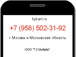Информация о номере телефона +7 (958) 502-31-92: регион, оператор