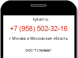 Информация о номере телефона +7 (958) 502-32-16: регион, оператор