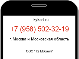 Информация о номере телефона +7 (958) 502-32-19: регион, оператор