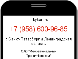 Информация о номере телефона +7 (958) 600-96-85: регион, оператор