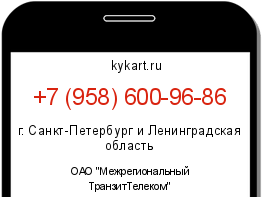 Информация о номере телефона +7 (958) 600-96-86: регион, оператор
