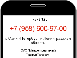Информация о номере телефона +7 (958) 600-97-00: регион, оператор