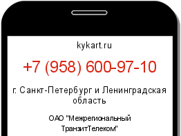 Информация о номере телефона +7 (958) 600-97-10: регион, оператор