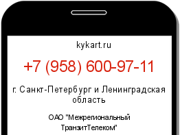 Информация о номере телефона +7 (958) 600-97-11: регион, оператор