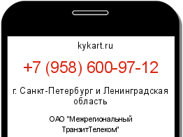 Информация о номере телефона +7 (958) 600-97-12: регион, оператор
