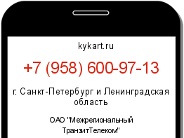 Информация о номере телефона +7 (958) 600-97-13: регион, оператор