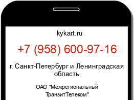 Информация о номере телефона +7 (958) 600-97-16: регион, оператор