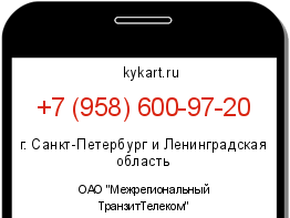 Информация о номере телефона +7 (958) 600-97-20: регион, оператор