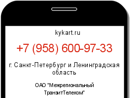 Информация о номере телефона +7 (958) 600-97-33: регион, оператор