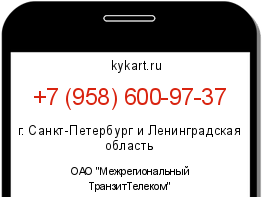 Информация о номере телефона +7 (958) 600-97-37: регион, оператор