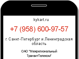 Информация о номере телефона +7 (958) 600-97-57: регион, оператор
