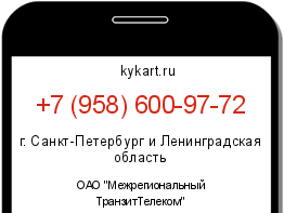 Информация о номере телефона +7 (958) 600-97-72: регион, оператор