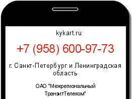 Информация о номере телефона +7 (958) 600-97-73: регион, оператор