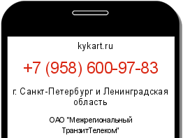 Информация о номере телефона +7 (958) 600-97-83: регион, оператор