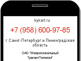 Информация о номере телефона +7 (958) 600-97-85: регион, оператор