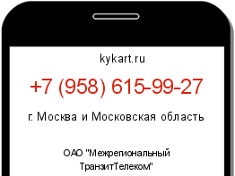 Информация о номере телефона +7 (958) 615-99-27: регион, оператор