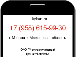 Информация о номере телефона +7 (958) 615-99-30: регион, оператор
