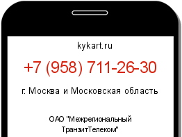Информация о номере телефона +7 (958) 711-26-30: регион, оператор