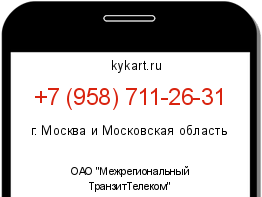 Информация о номере телефона +7 (958) 711-26-31: регион, оператор