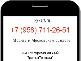 Информация о номере телефона +7 (958) 711-26-51: регион, оператор