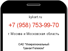 Информация о номере телефона +7 (958) 753-99-70: регион, оператор