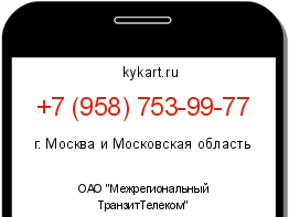 Информация о номере телефона +7 (958) 753-99-77: регион, оператор