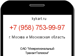 Информация о номере телефона +7 (958) 753-99-97: регион, оператор