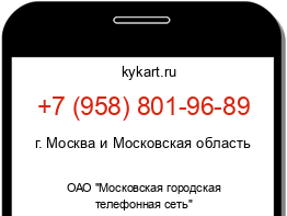 Информация о номере телефона +7 (958) 801-96-89: регион, оператор
