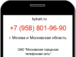 Информация о номере телефона +7 (958) 801-96-90: регион, оператор