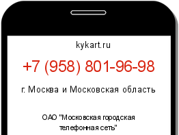 Информация о номере телефона +7 (958) 801-96-98: регион, оператор