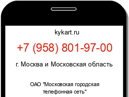 Информация о номере телефона +7 (958) 801-97-00: регион, оператор