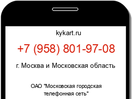 Информация о номере телефона +7 (958) 801-97-08: регион, оператор