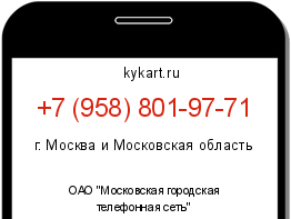 Информация о номере телефона +7 (958) 801-97-71: регион, оператор