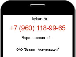 Информация о номере телефона +7 (960) 118-99-65: регион, оператор
