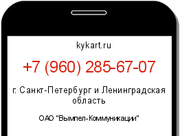 Информация о номере телефона +7 (960) 285-67-07: регион, оператор