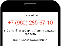 Информация о номере телефона +7 (960) 285-67-10: регион, оператор