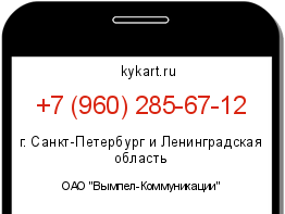 Информация о номере телефона +7 (960) 285-67-12: регион, оператор