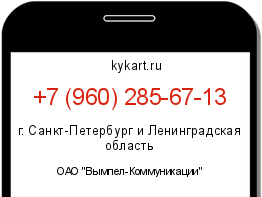 Информация о номере телефона +7 (960) 285-67-13: регион, оператор