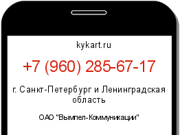 Информация о номере телефона +7 (960) 285-67-17: регион, оператор