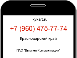 Информация о номере телефона +7 (960) 475-77-74: регион, оператор