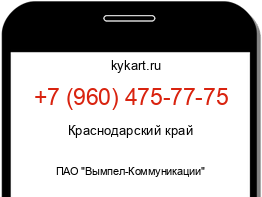 Информация о номере телефона +7 (960) 475-77-75: регион, оператор