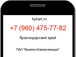 Информация о номере телефона +7 (960) 475-77-82: регион, оператор