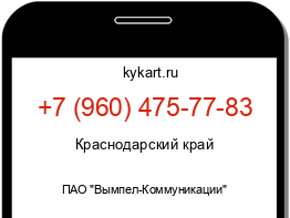 Информация о номере телефона +7 (960) 475-77-83: регион, оператор