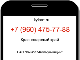 Информация о номере телефона +7 (960) 475-77-88: регион, оператор