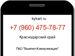 Информация о номере телефона +7 (960) 475-78-77: регион, оператор